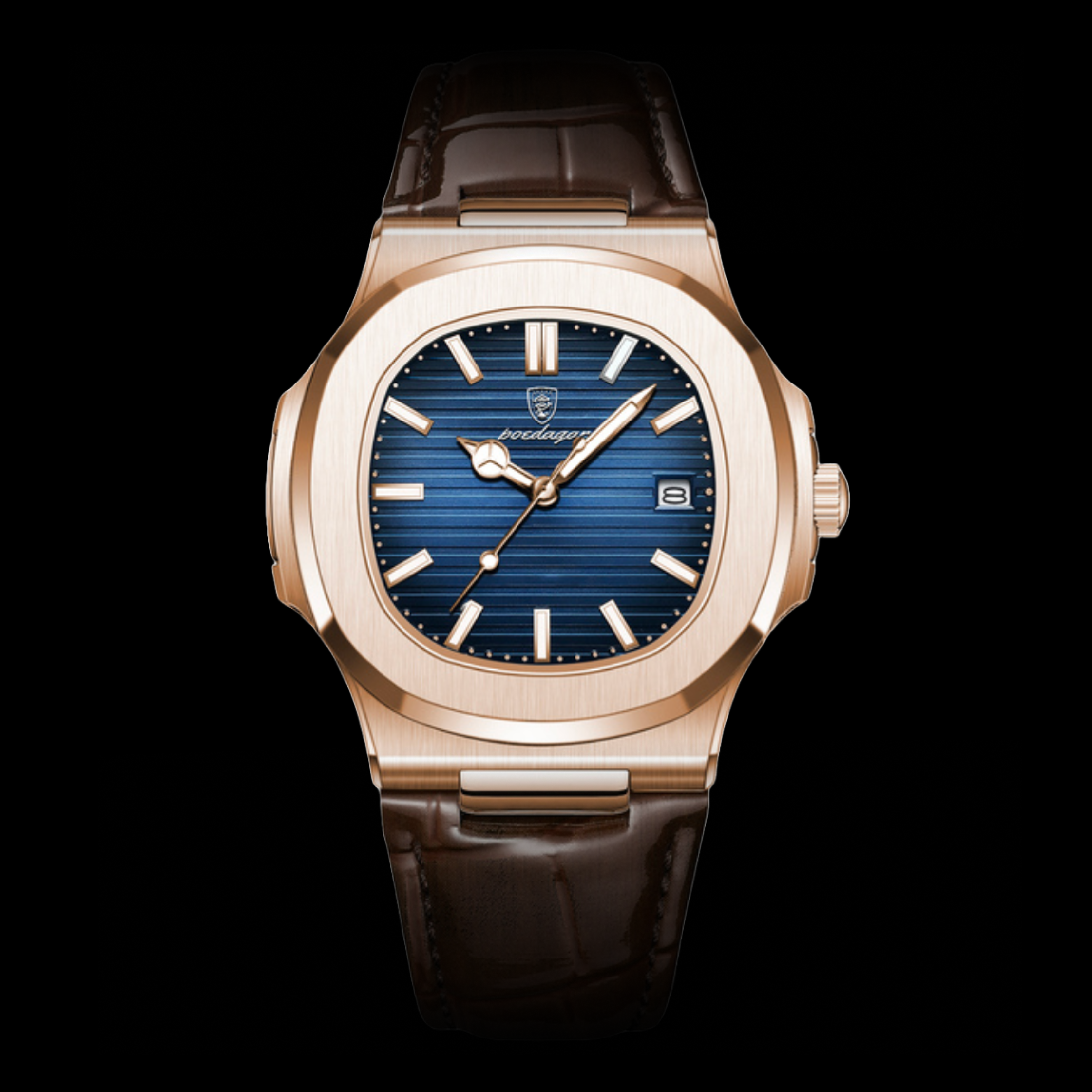 Salveii Nautilus Pelle Gold Watch