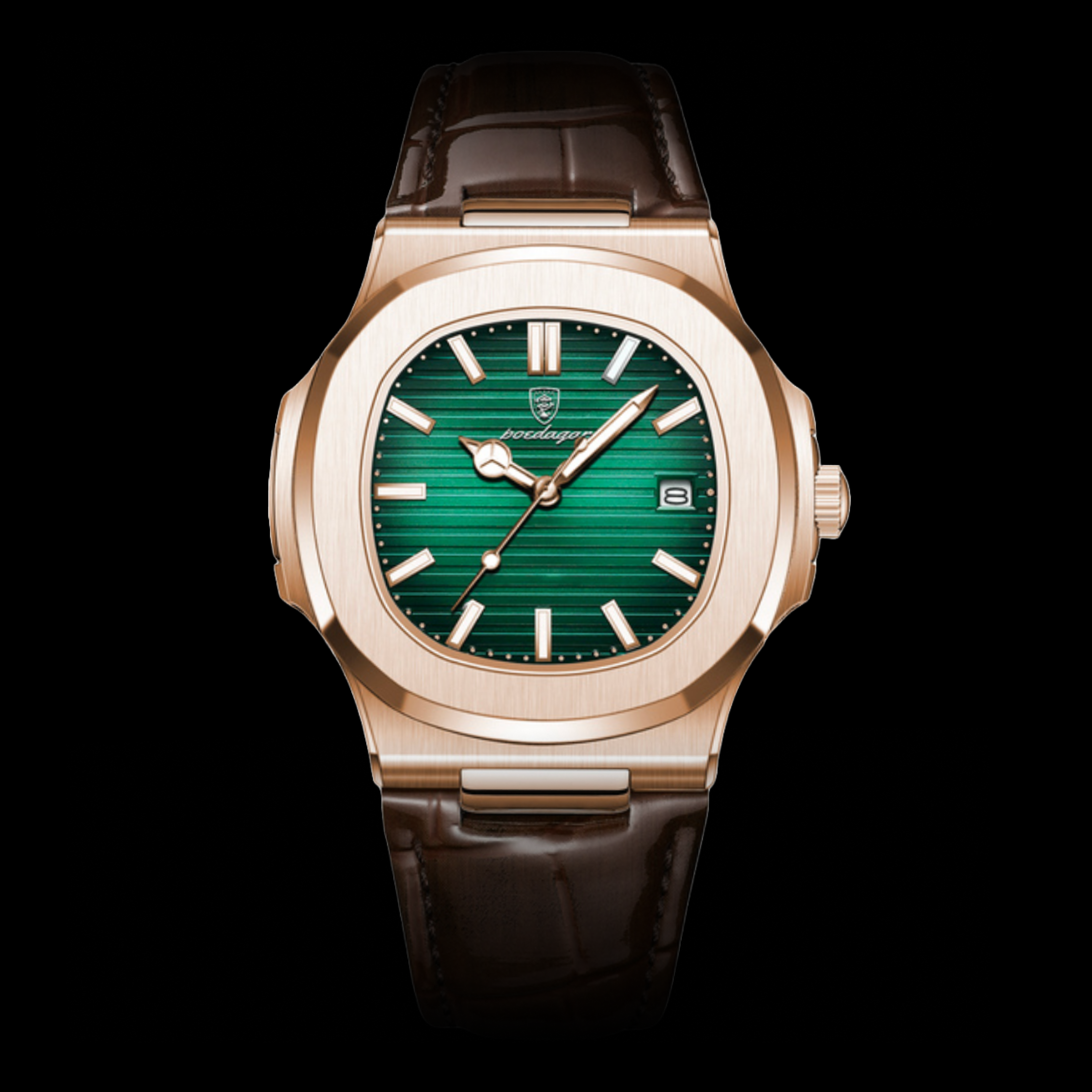 Salveii Nautilus Pelle Gold Watch